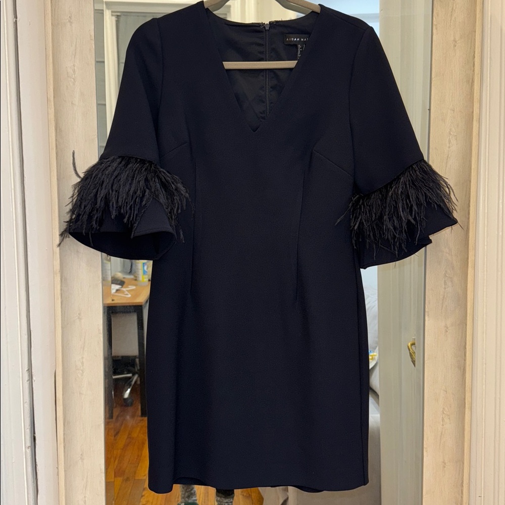 Aidan Mattox Navy Feather dress - Picture 13 of 15